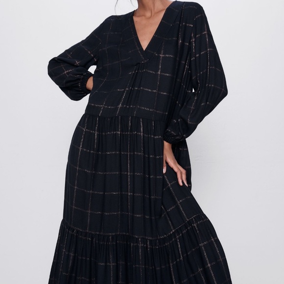 Zara Black Plaid Dress NWT - Picture 8 of 12
